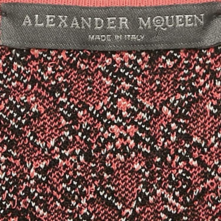Pre Owned Alexander McQueen Pink Jacquard Knit Mini Dress S 