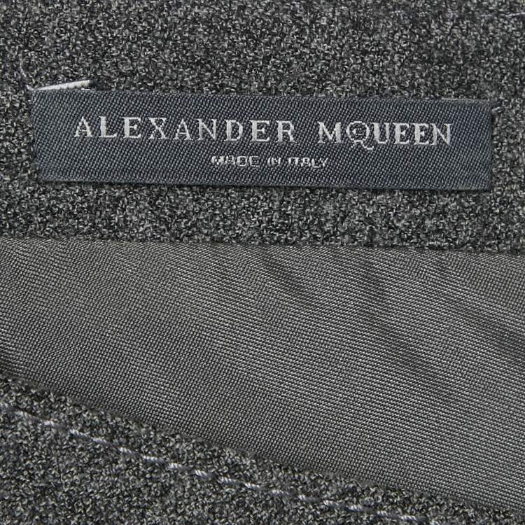Pre Owned Alexander McQueen Grey Wool Mini Dress S