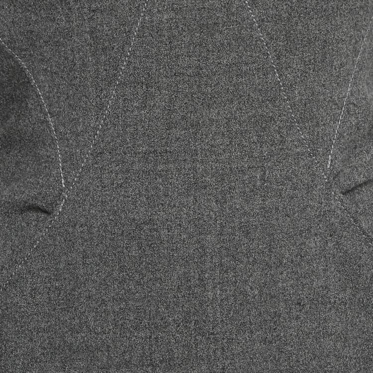 Pre Owned Alexander McQueen Grey Wool Mini Dress S