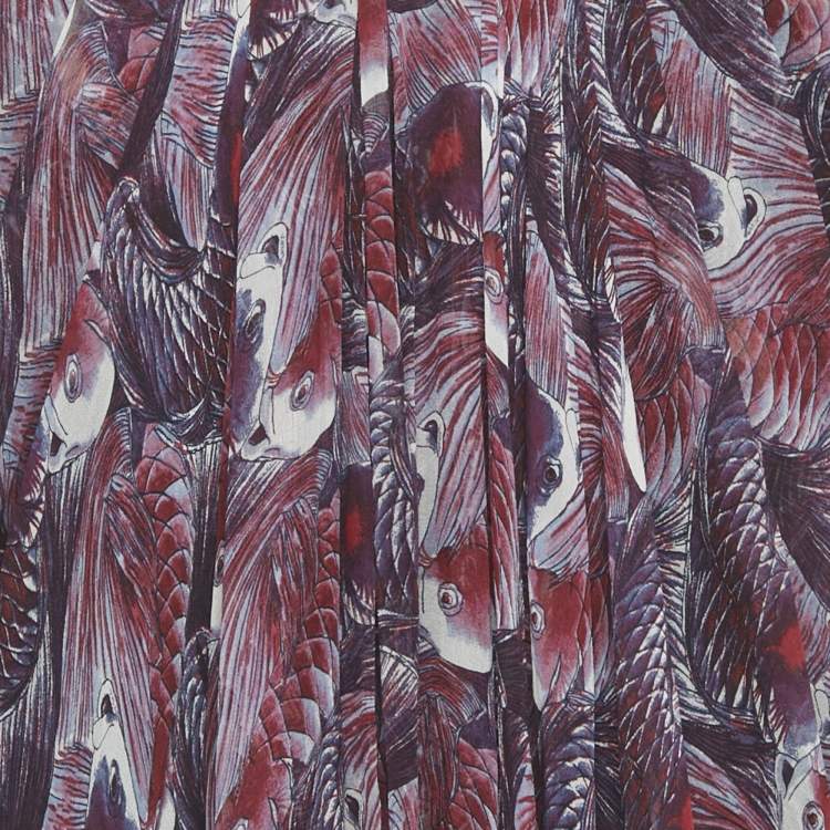 Pre Owned Alexander McQueen Purple Printed Strapless Midi Dress S