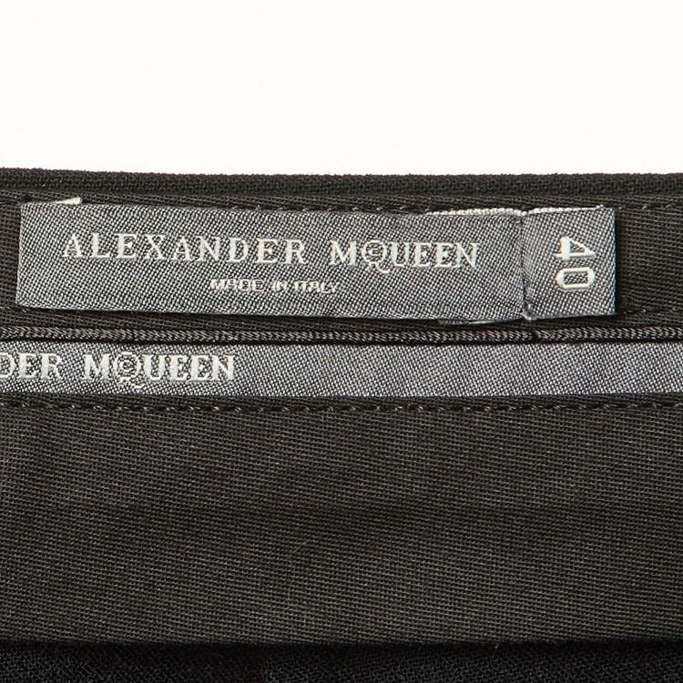 Pre Owned Alexander McQueen Black Cady Cropped Trousers S