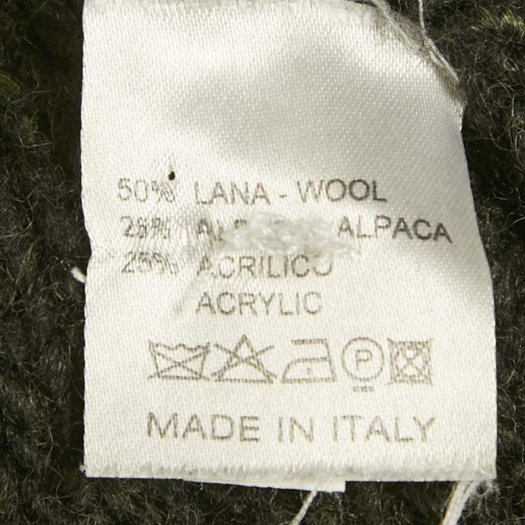 Pre Owned Alexander McQueen Green Floral Applique Cable Knit Sweater S