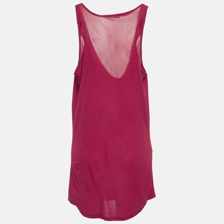 مملوكة مسبقًا Alexander McQueen Pink Crepe Cowl Neck Sheer Top M
