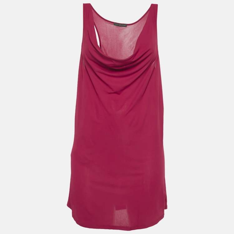 مملوكة مسبقًا Alexander McQueen Pink Crepe Cowl Neck Sheer Top M
