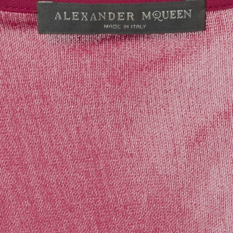 مملوكة مسبقًا Alexander McQueen Pink Crepe Cowl Neck Sheer Top M