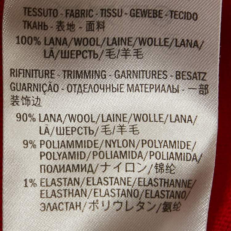 Pre Owned Alexander McQueen Red Wool Knit Ruche Sleeve Sweater S