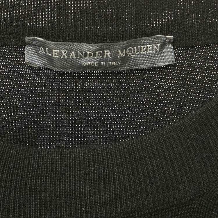 مملوكة مسبقًا Alexander McQueen Black Mystical Rhinestones Embellished Wool Sweater M