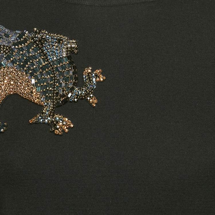 مملوكة مسبقًا Alexander McQueen Black Mystical Rhinestones Embellished Wool Sweater M