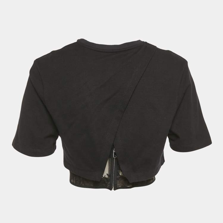 Pre Owned Alexander McQueen Black Cotton Layered Corset T-Shirt S