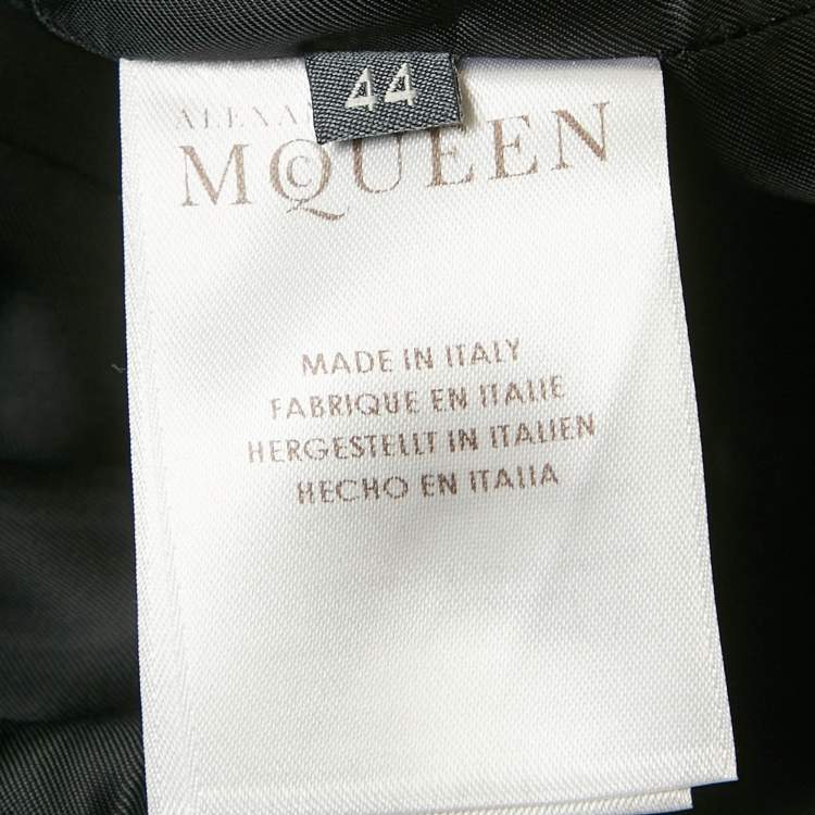 مملوكة مسبقًا Alexander McQueen Black Wool Crepe Puff Sleeve Mini Dress M