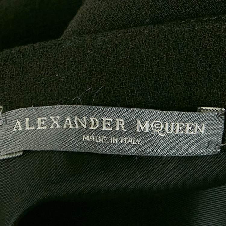 مملوكة مسبقًا Alexander McQueen Black Wool Crepe Puff Sleeve Mini Dress M