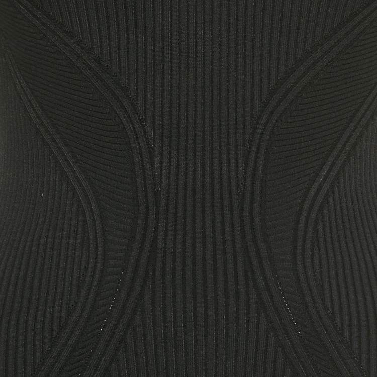 Pre Owned Alexander McQueen Black Rib Knit Cut-Out Bodycon Dress S