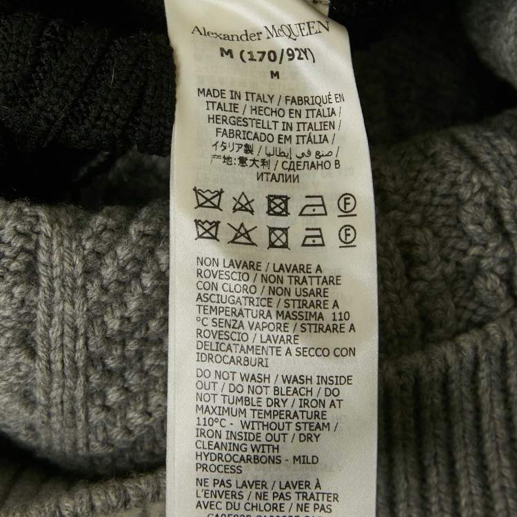 Pre Owned Alexander McQueen Grey Cashmere Knit Mini Dress M