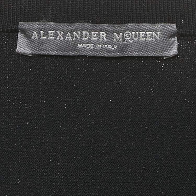 Pre Owned Alexander McQueen Black Stretch Knit Flared Cardigan XS