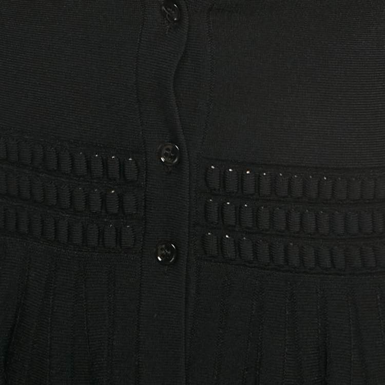 Pre Owned Alexander McQueen Black Stretch Knit Flared Cardigan XS