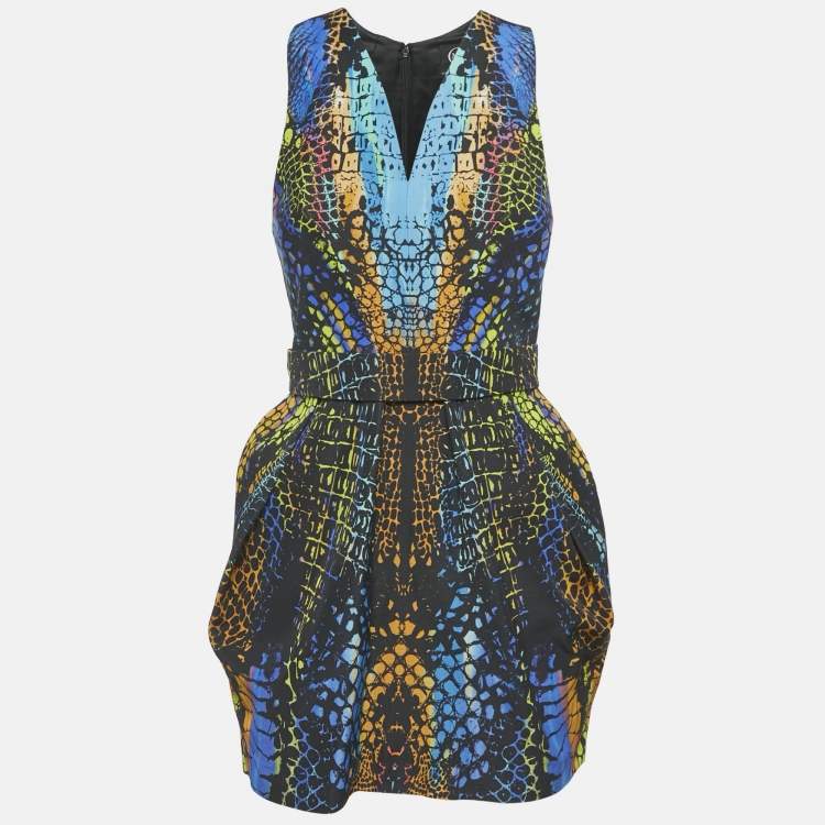 Pre Owned Alexander McQueen Multicolor Printed Cotton Blend Mini Dress S