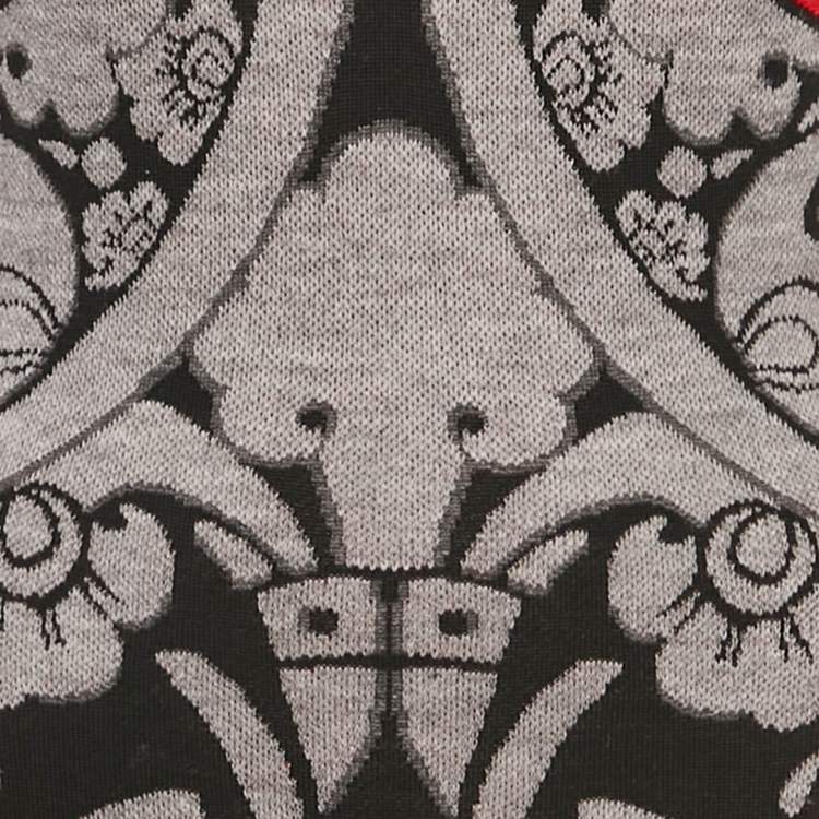 Pre Owned Alexander McQueen Black/Multicolor Jacquard Wool Knit Bodycon Dress XS