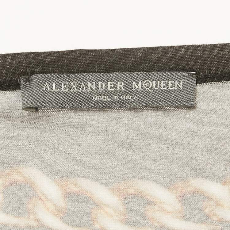 Pre Owned Alexander McQueen Black Fox & Chain Printed Jersey T-Shirt M