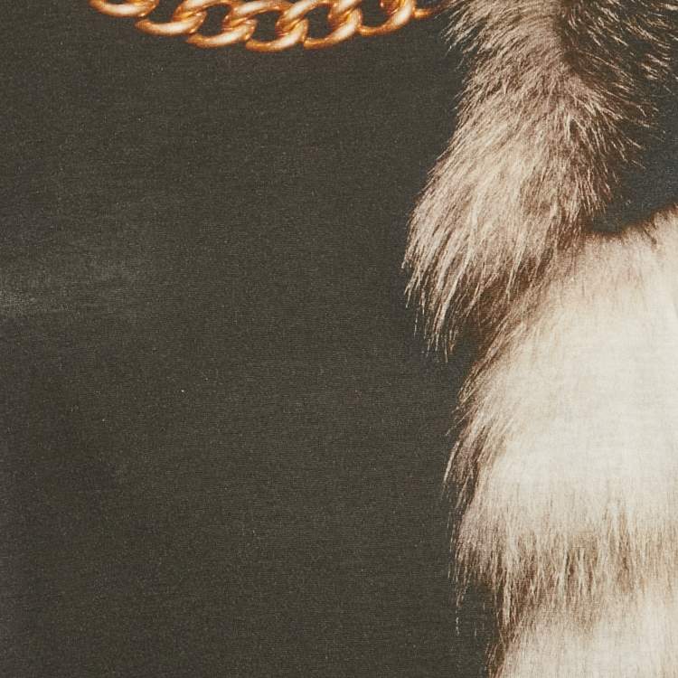 Pre Owned Alexander McQueen Black Fox & Chain Printed Jersey T-Shirt M
