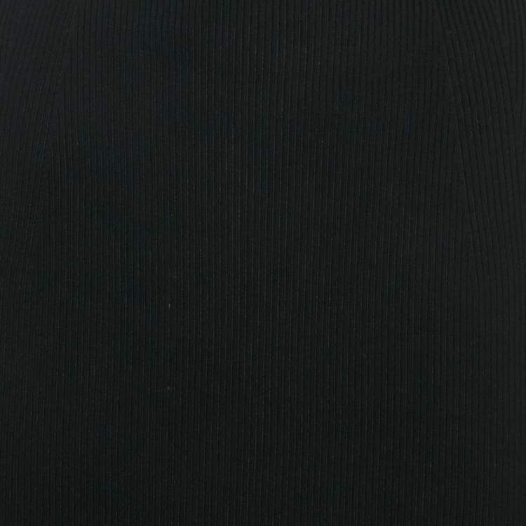 مملوكة مسبقًا Alexander McQueen Black Rib Knit Off Shoulder Ruffled Mini Dress M