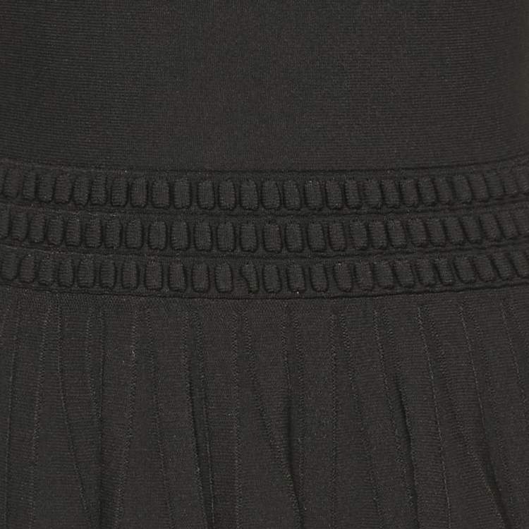 Pre Owned Alexander McQueen Black Stretch Knit Flared Top S