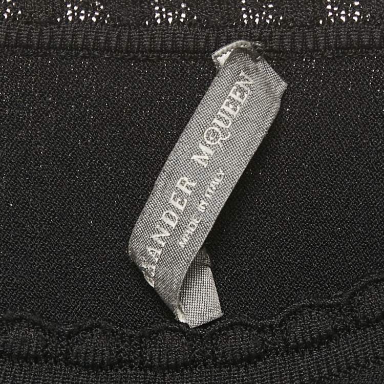 Pre Owned Alexander McQueen Black Stretch Knit Flared Top S