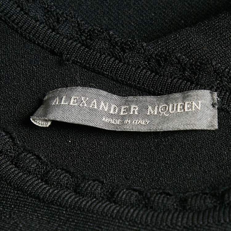 Pre Owned Alexander McQueen Black Stretch Knit Flared Top S