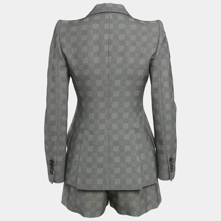مملوكة مسبقًا Alexander McQueen Monochrome Houndstooth Blazer & Shorts Set XS/S