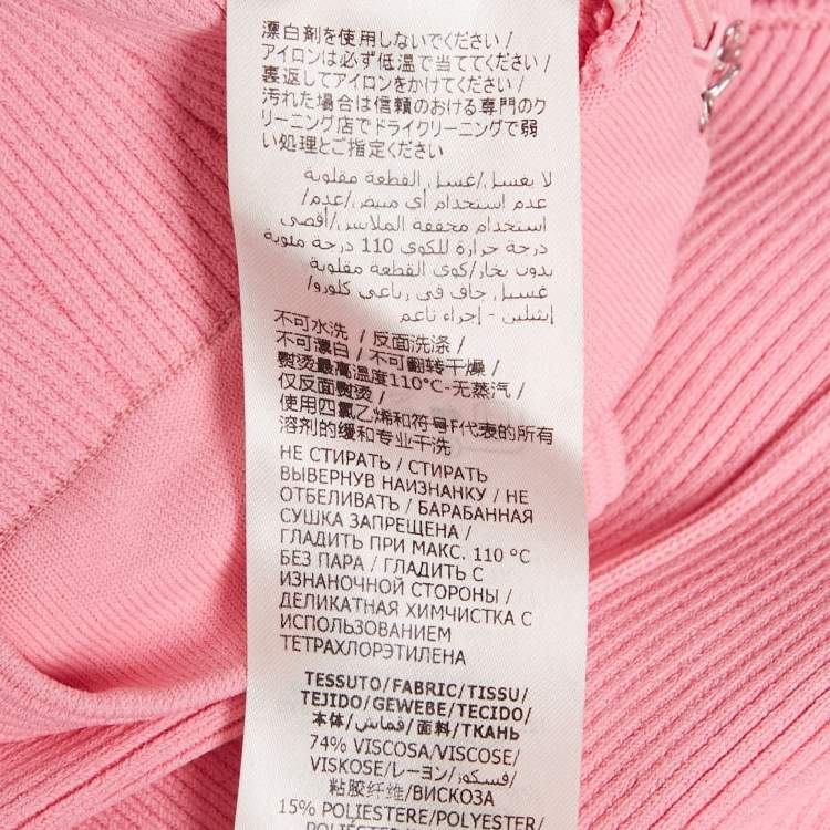 Pre Owned Alexander McQueen Pink Rib Knit Cut-Out Top and Skirt Set XXS