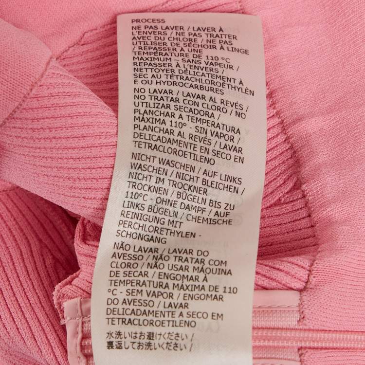 Pre Owned Alexander McQueen Pink Rib Knit Cut-Out Top and Skirt Set XXS