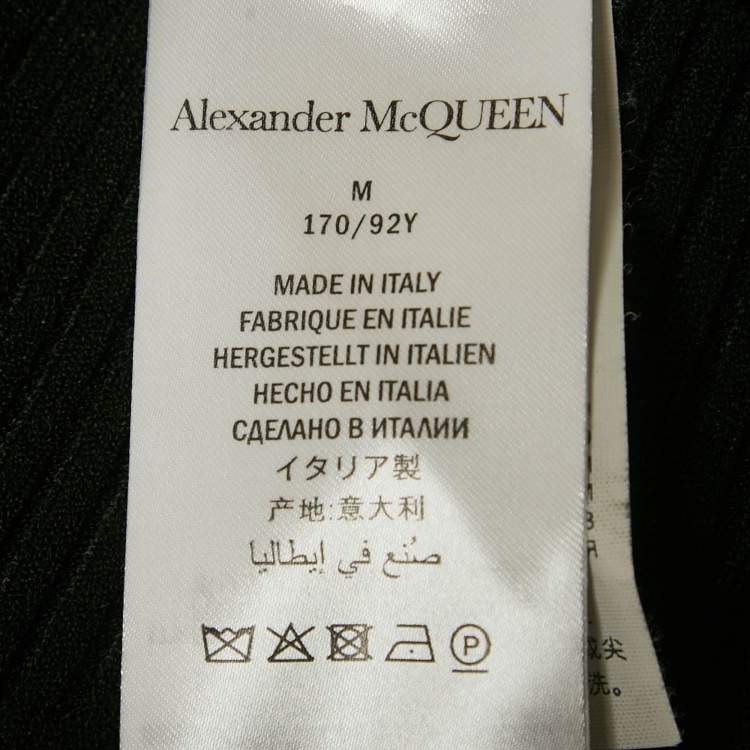 Pre Owned Alexander McQueen Black Rib Knit Cut-Out Crop Top M