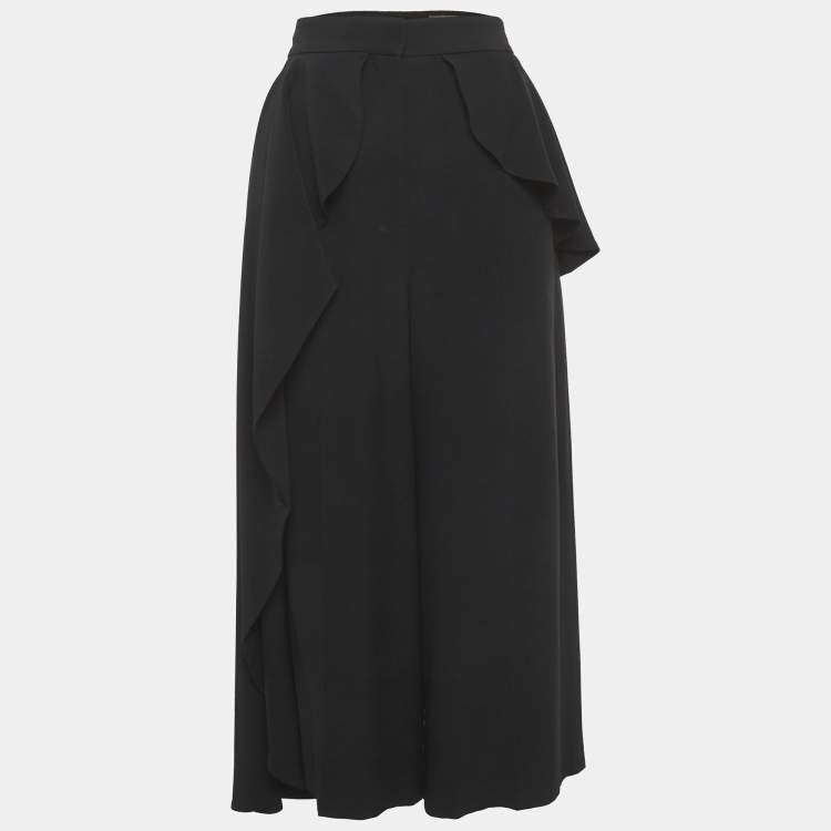 مملوكة مسبقًا Alexander McQueen Black Crepe Wide Leg Trousers M
