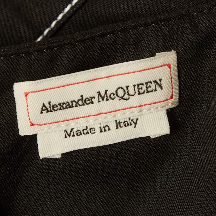 مملوكة مسبقًا Alexander McQueen Black Denim Ruffled Asymmetric Dress M