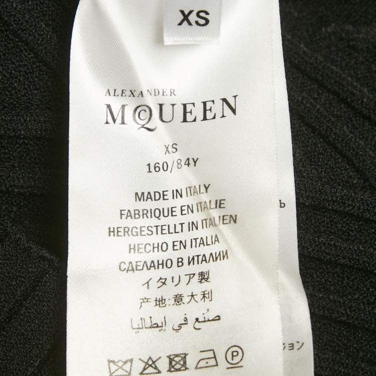 Pre Owned Alexander McQueen Black/Red Rib Knit Skirt Set XS