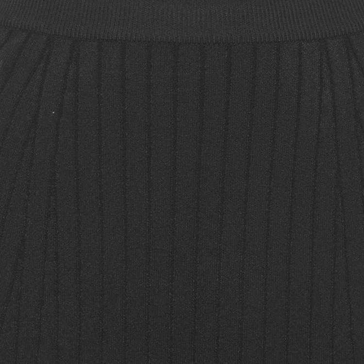 Pre Owned Alexander McQueen Black Rib Knit Cut-Out Hem Midi Skirt S