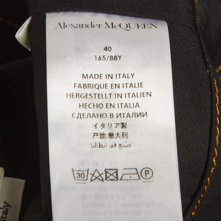 Pre Owned Alexander McQueen Dark Blue Denim Asymmetric Flared Dress S