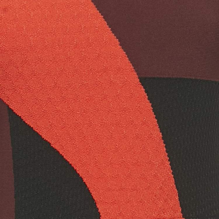 Pre Owned Alexander McQueen Multicolour Colorblock Pattern Stretch Knit Asymmetric Dress S