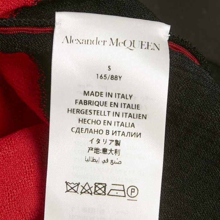 Pre Owned Alexander McQueen Multicolour Colorblock Pattern Stretch Knit Asymmetric Dress S