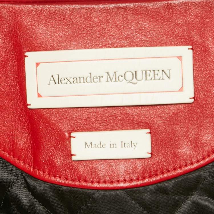 Pre Owned Alexander McQueen Red Real Lamb Leather Jacket M