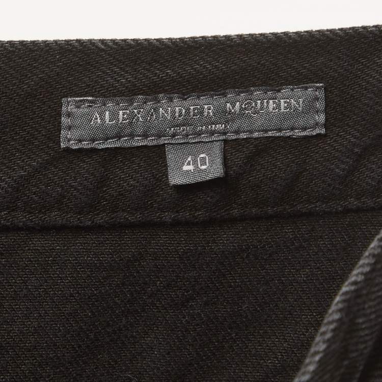 Pre Owned Alexander McQueen Black Denim Embellished Jeans S/Waist 30"