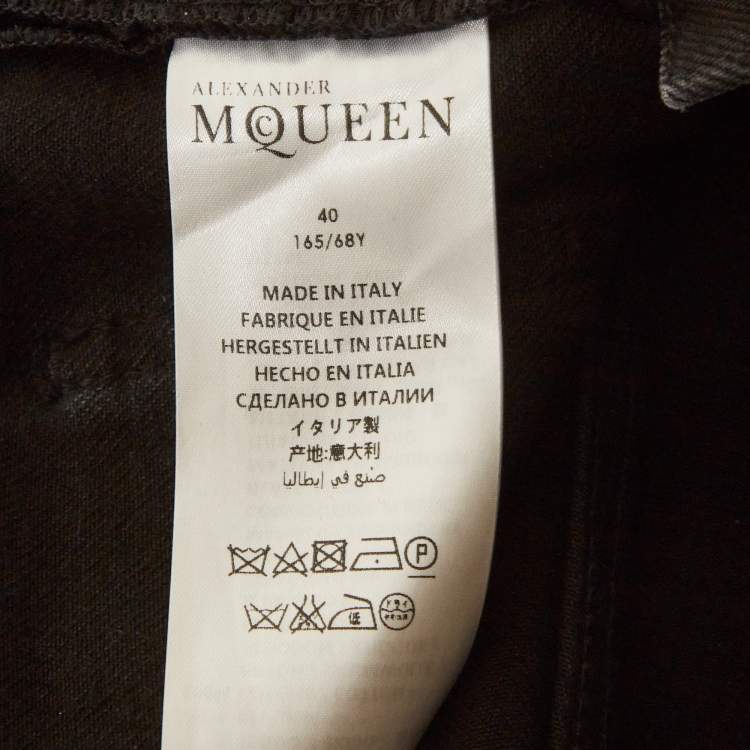 Pre Owned Alexander McQueen Black Denim Embellished Jeans S/Waist 30"