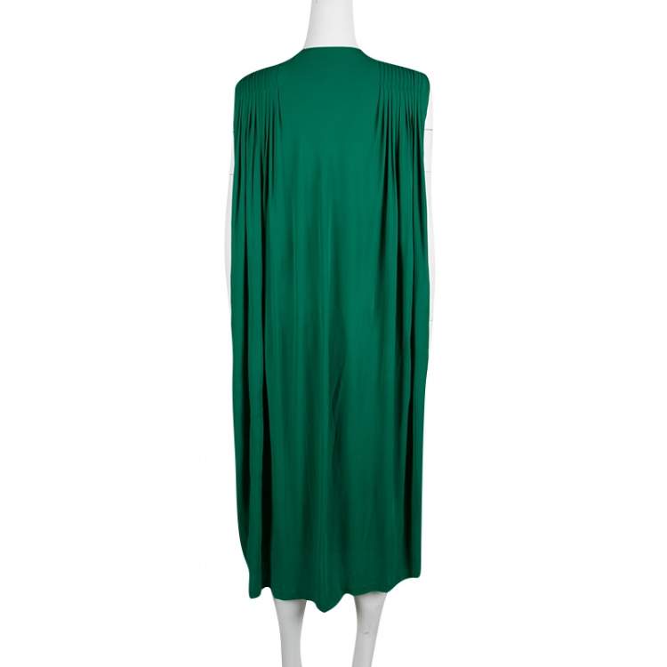 Pre Owned Alexander McQueen Emerald Green Knit Pleated Sleeveless Midi Dress M