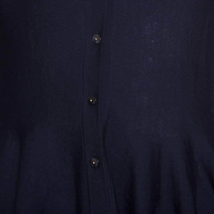 مملوكة مسبقًا Alexander McQueen Navy Blue Wool Asymmetric Cardigan S