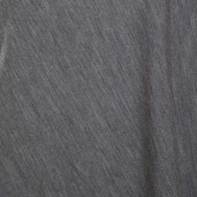 Pre Owned Alexander McQueen Grey Melange Wool Asymmetric Sleeve Oversized Shift Dress S