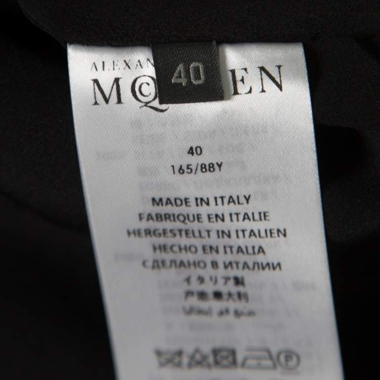 Pre Owned Alexander McQueen Black Faux Layered Drape Detail Cropped Blazer S