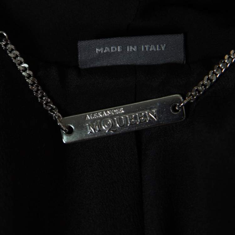 Pre Owned Alexander McQueen Black Faux Layered Drape Detail Cropped Blazer S