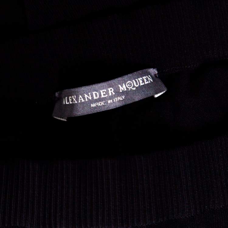 Pre Owned Alexander McQueen Black Stretch Knit Shimmer Mesh Insert Leggings S