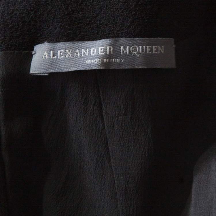 Pre Owned Alexander McQueen Black Floral Embellished Wool Top S