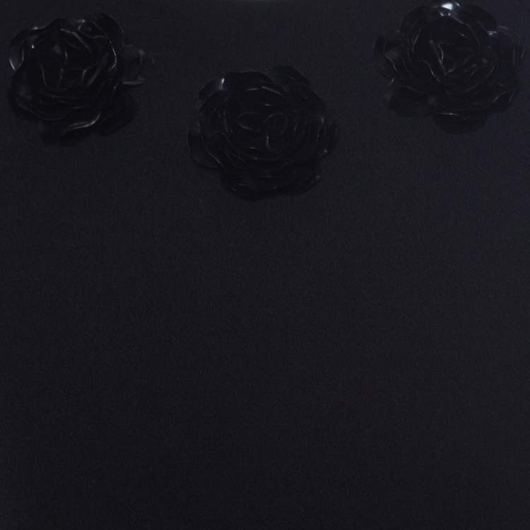 Pre Owned Alexander McQueen Black Floral Embellished Wool Top S