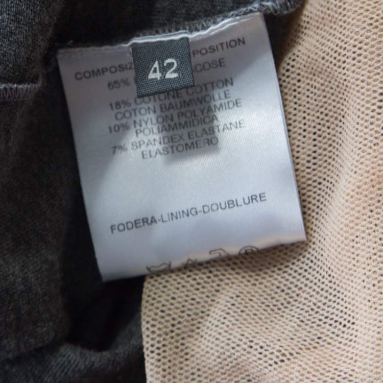 Pre Owned Alexander McQueen Grey Jersey Mesh Insert Cropped T-Shirt M